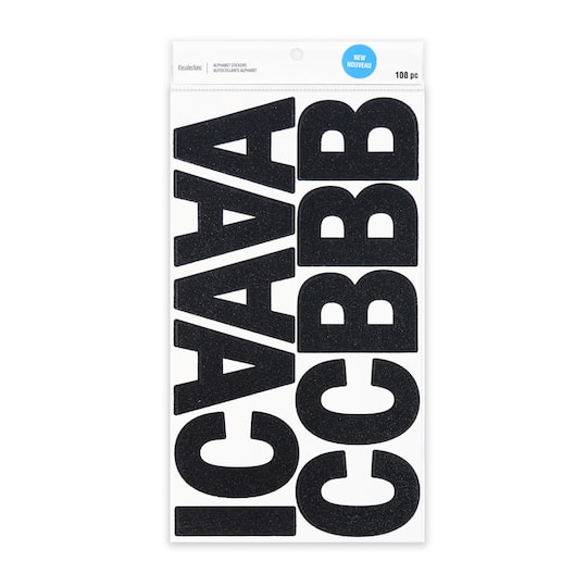 12 Pack: Black Glitter Alphabet Stickers by Recollections™